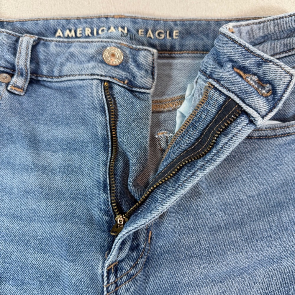 American Eagle Mom Jeans Womens 10 Tall High Rise Distressed Medium Wash - Picture 8 of 12